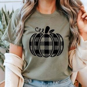 Buffalo plaid pumpkin t shirt